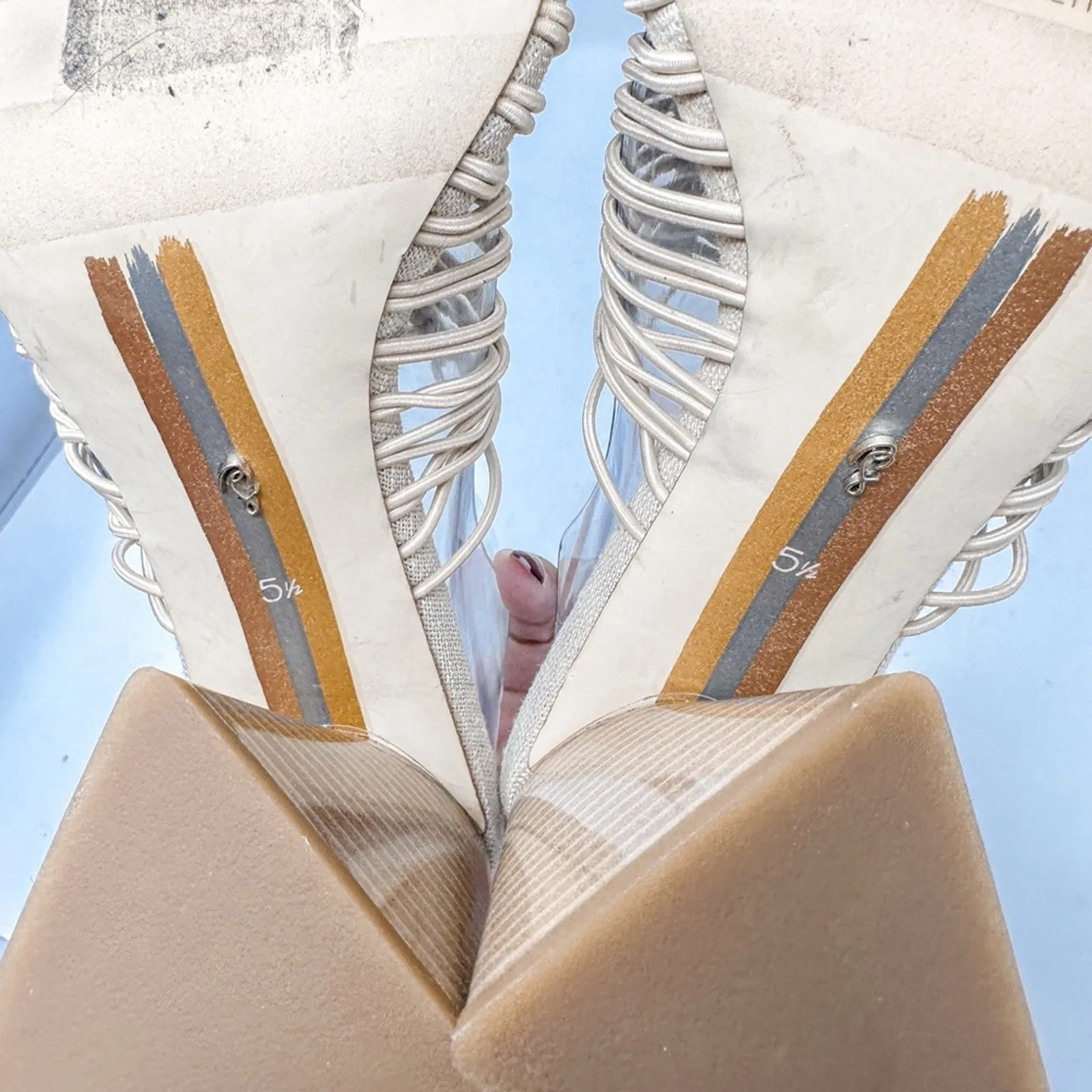 Sam Edelman Laurette Cream Block Heel Slip On Sandals, NEW, Size 5.5 MSRP $140 - Image 9