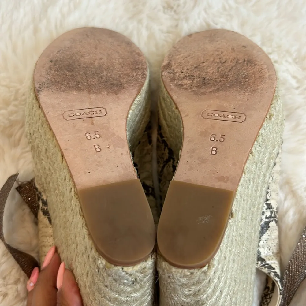 Coach Maritza Snake Espadrille Wedge Sandals - Image 5