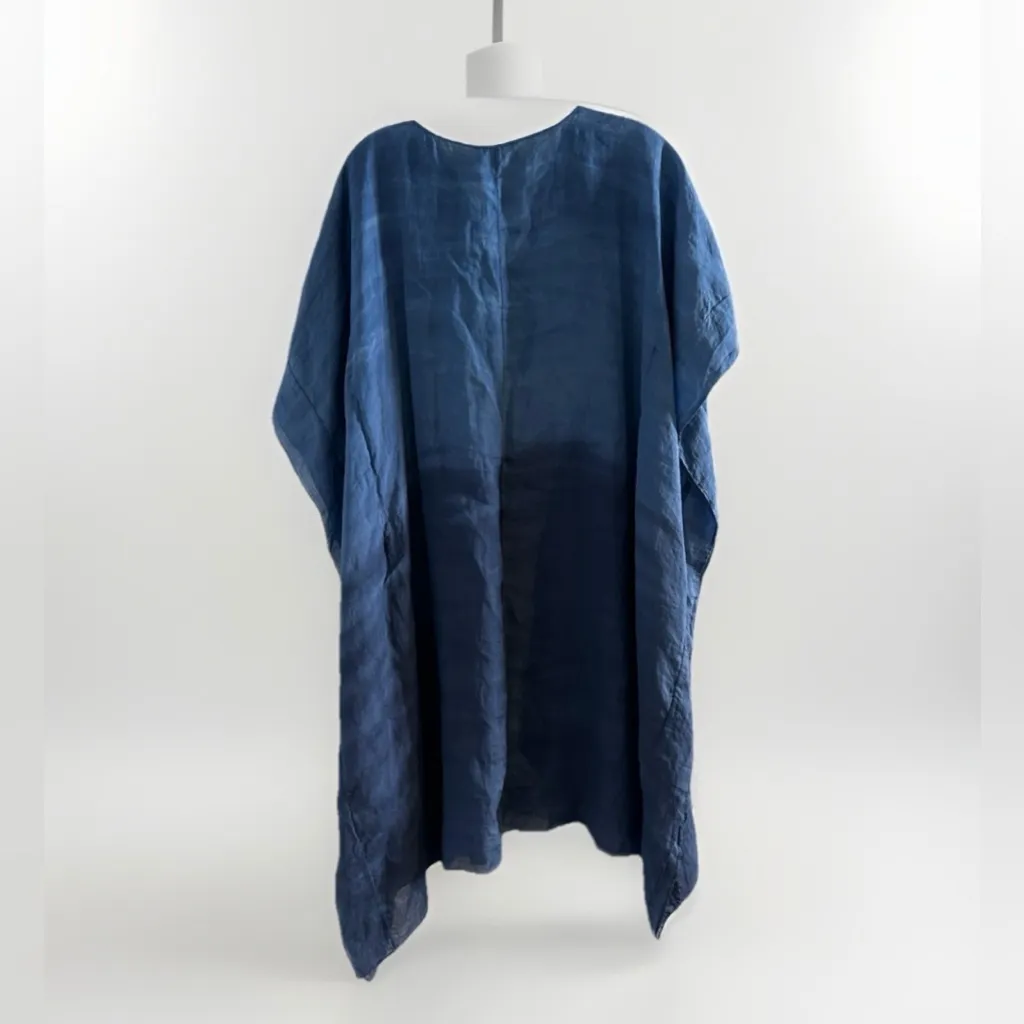 Amanda Bond Hand-Dyed Blue Ramie Caftan Dress XS/S Resort Hand Dyed Rare NWT - Image 5