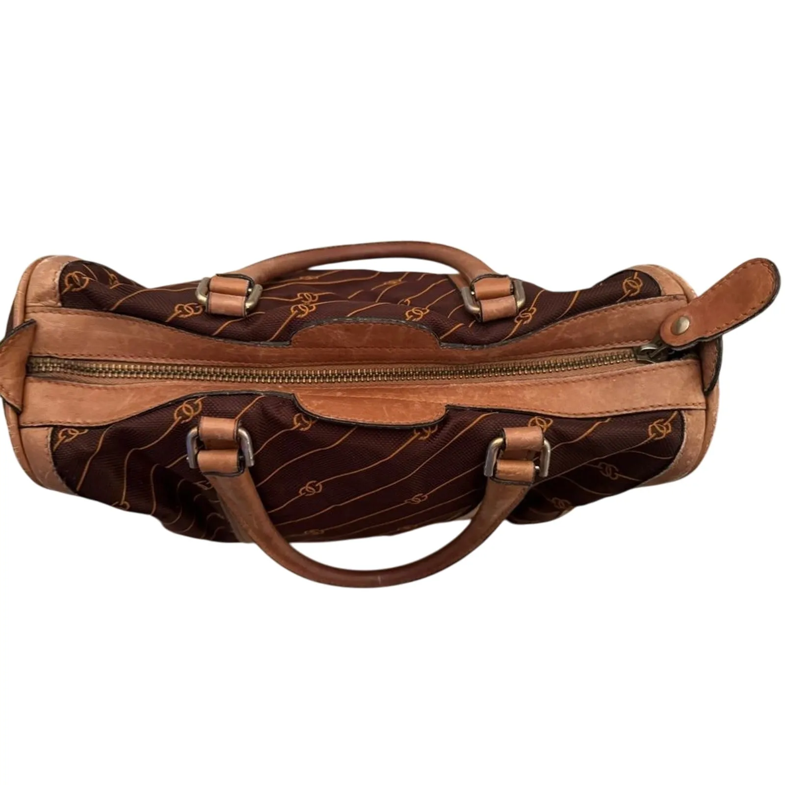 GUCCI Vintage 70's GG Boston Bag in Orange Stripe Brown Canvas Doctor Bag - Image 2