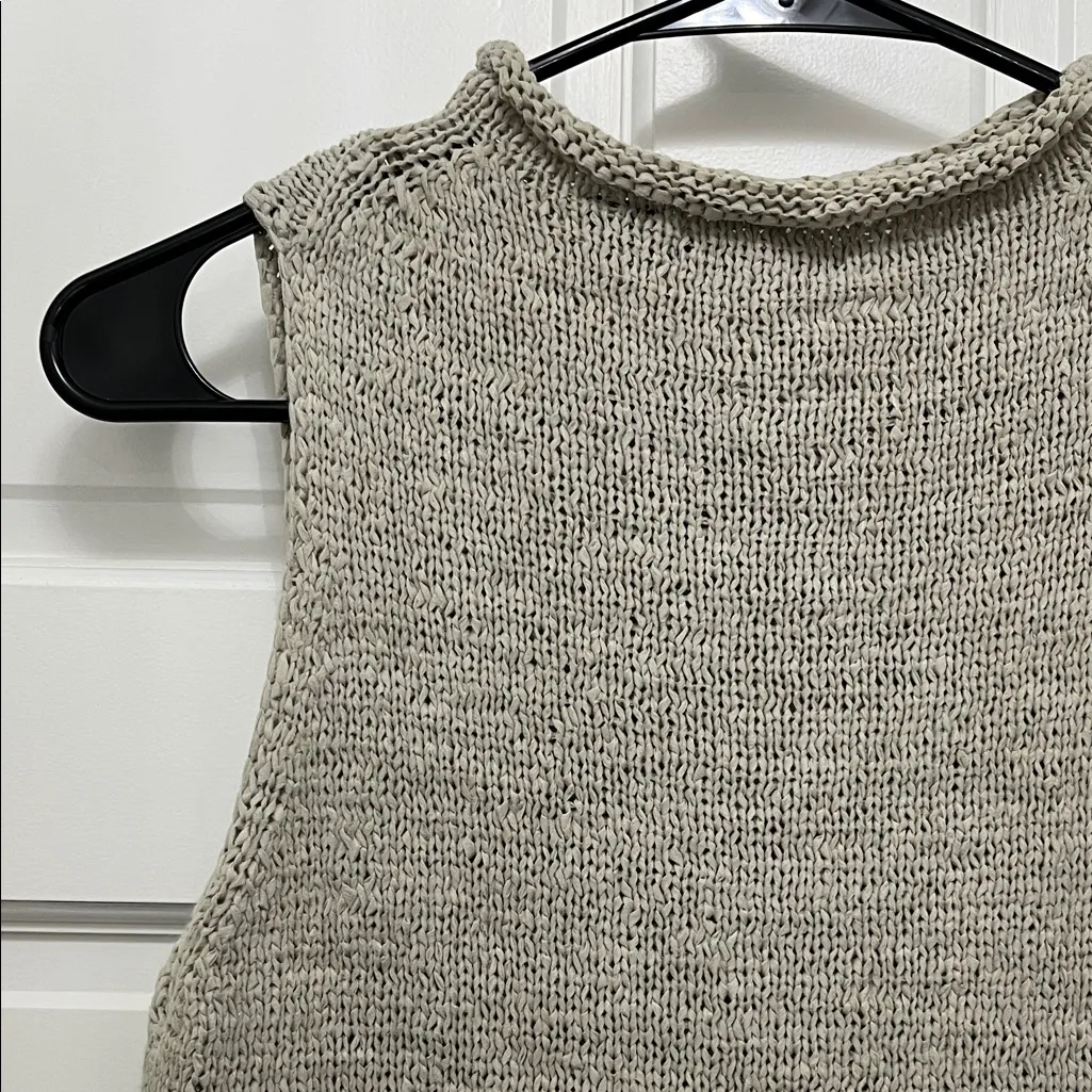 Anthropologie Textured Chunky Knit Tank Top w/ Rolled Trim in Oatmeal - Size Med - Image 9