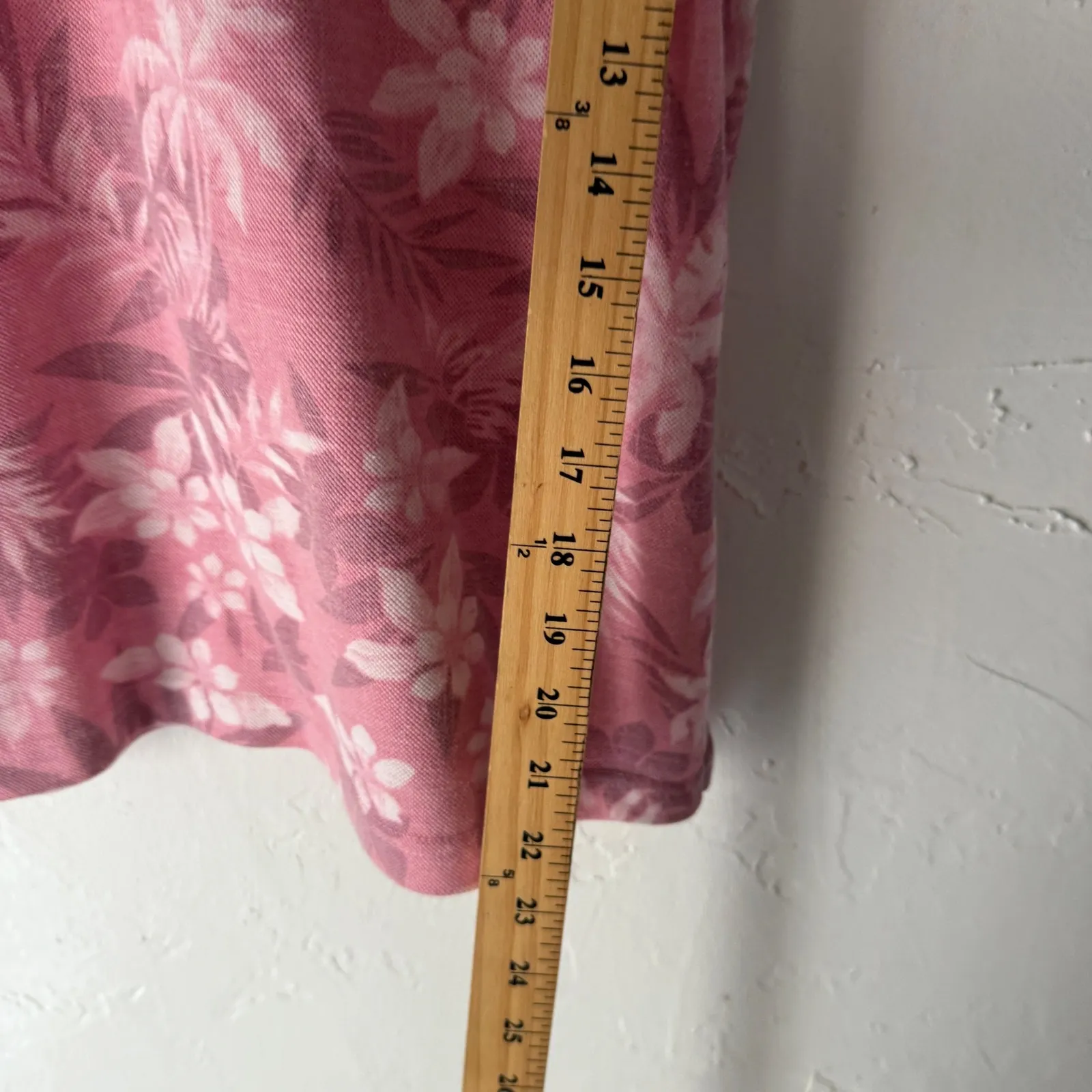 LL Bean Vintage 90s Womens Pink Floral Short Sl Polo Shirt M Vacation Hawaiian Size undefined - Image 8