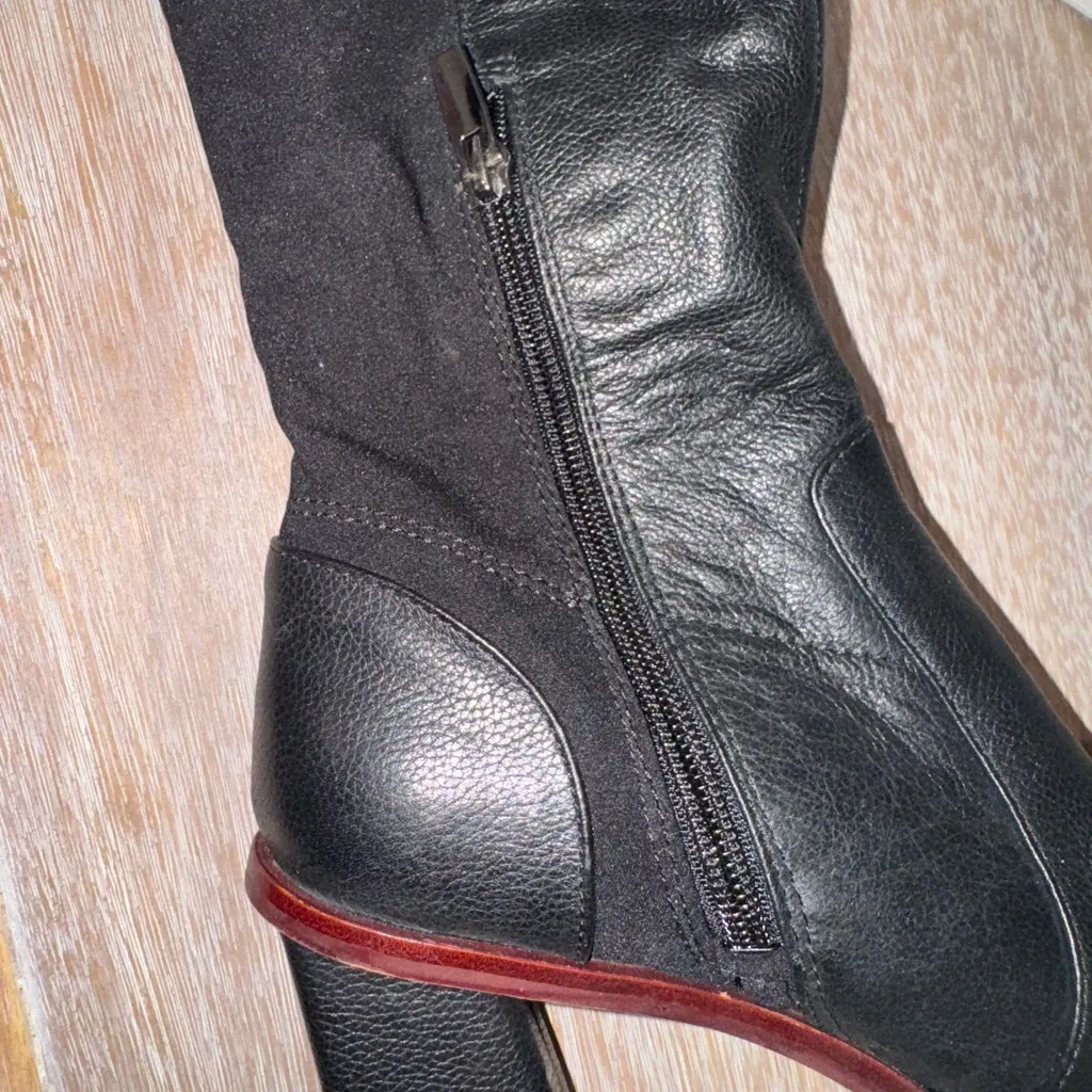 New Knee High Vince Camuto's Dreven Black Leather Block Heel Womens Boots Sz 7.5 - Image 14