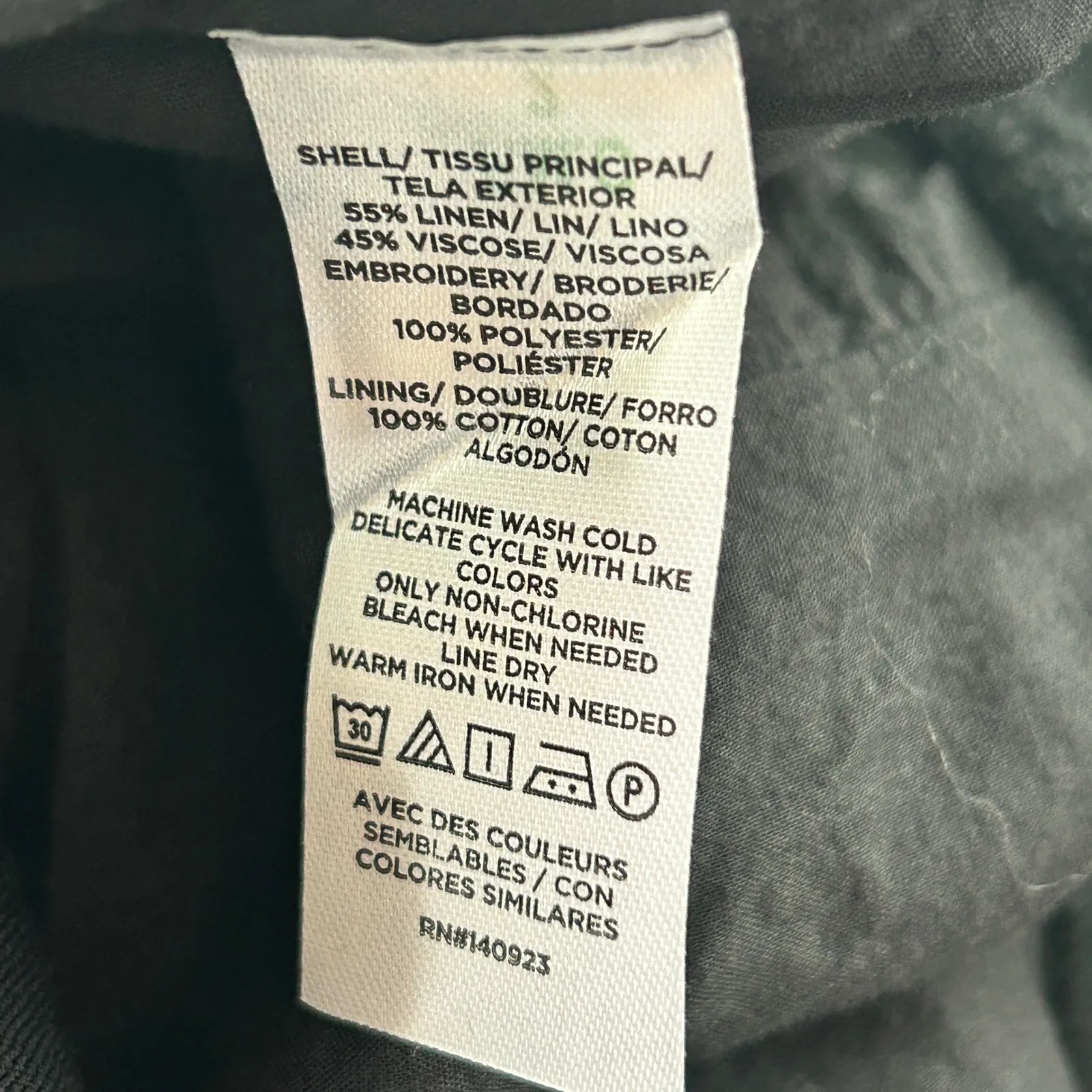 LOFT Black Linen Blend Shorts‎ Size 6 Eyelet Embroidered Hem Casual Summer - Image 6