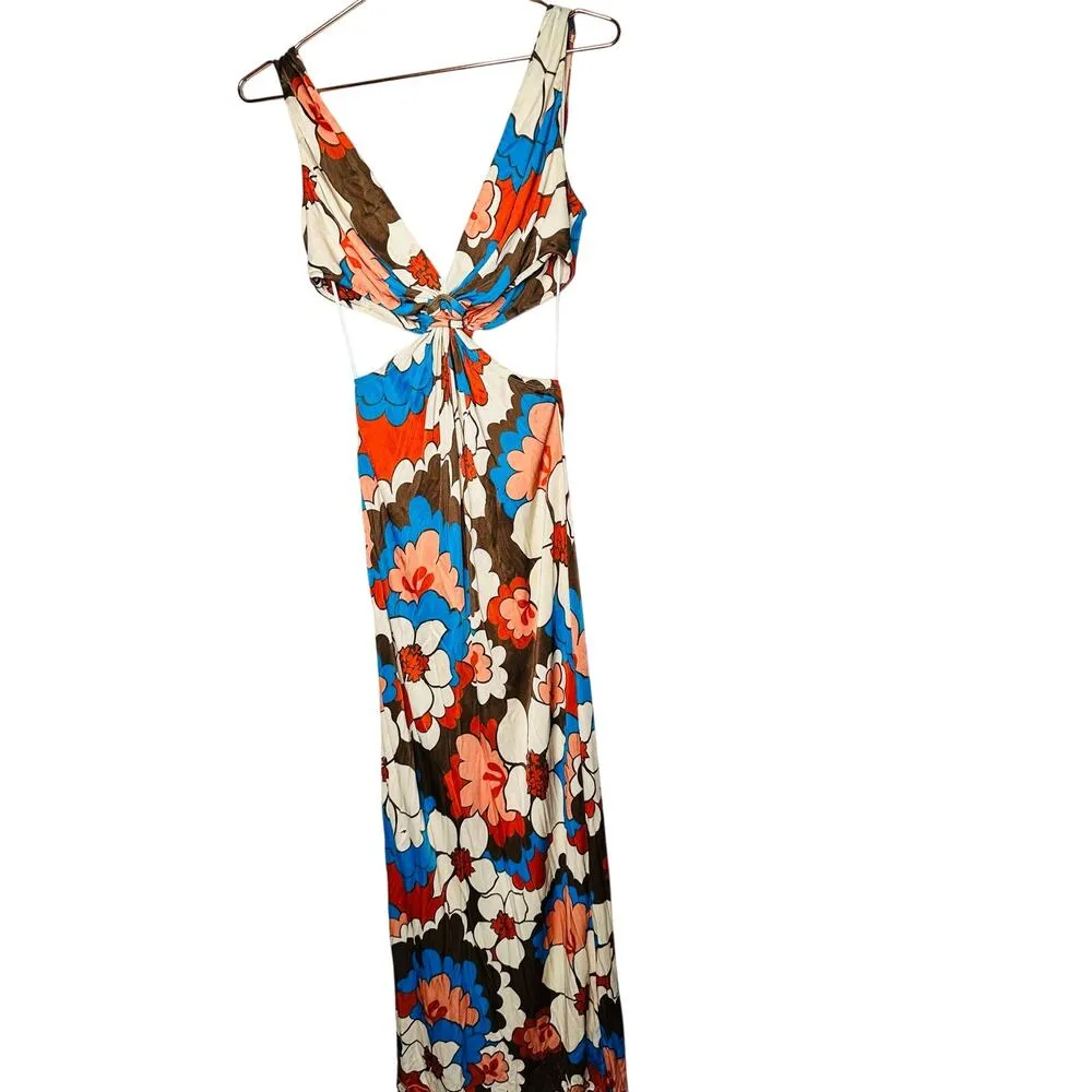 RONNY KOBO Retro Floral Printed Waist Cutout Scoop Back Sammy Cutout Dress Small - Image 7