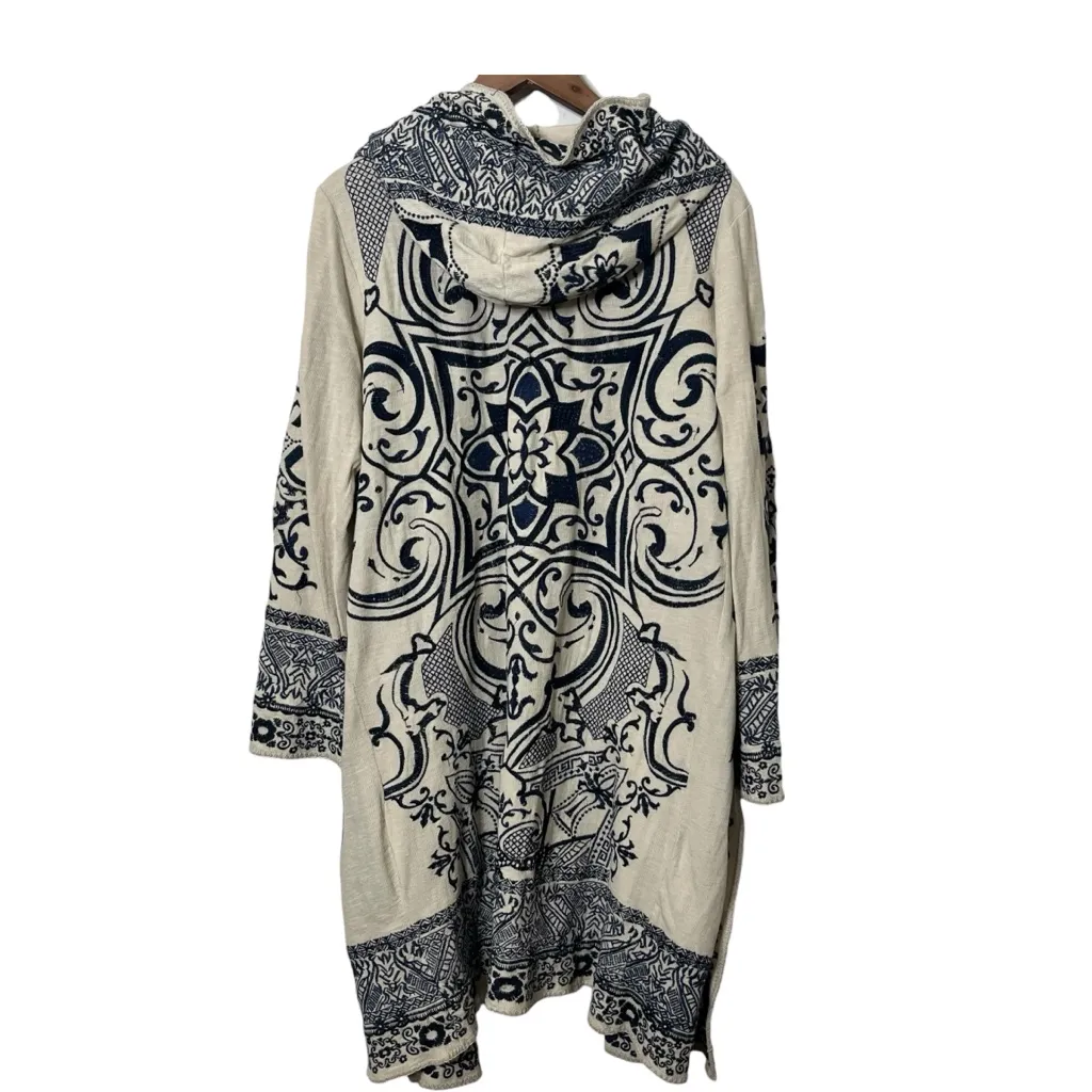 Johnny Was Biya Nebolisse Duster Women’s Large Beige Hooded Boho Embroidered - Image 5