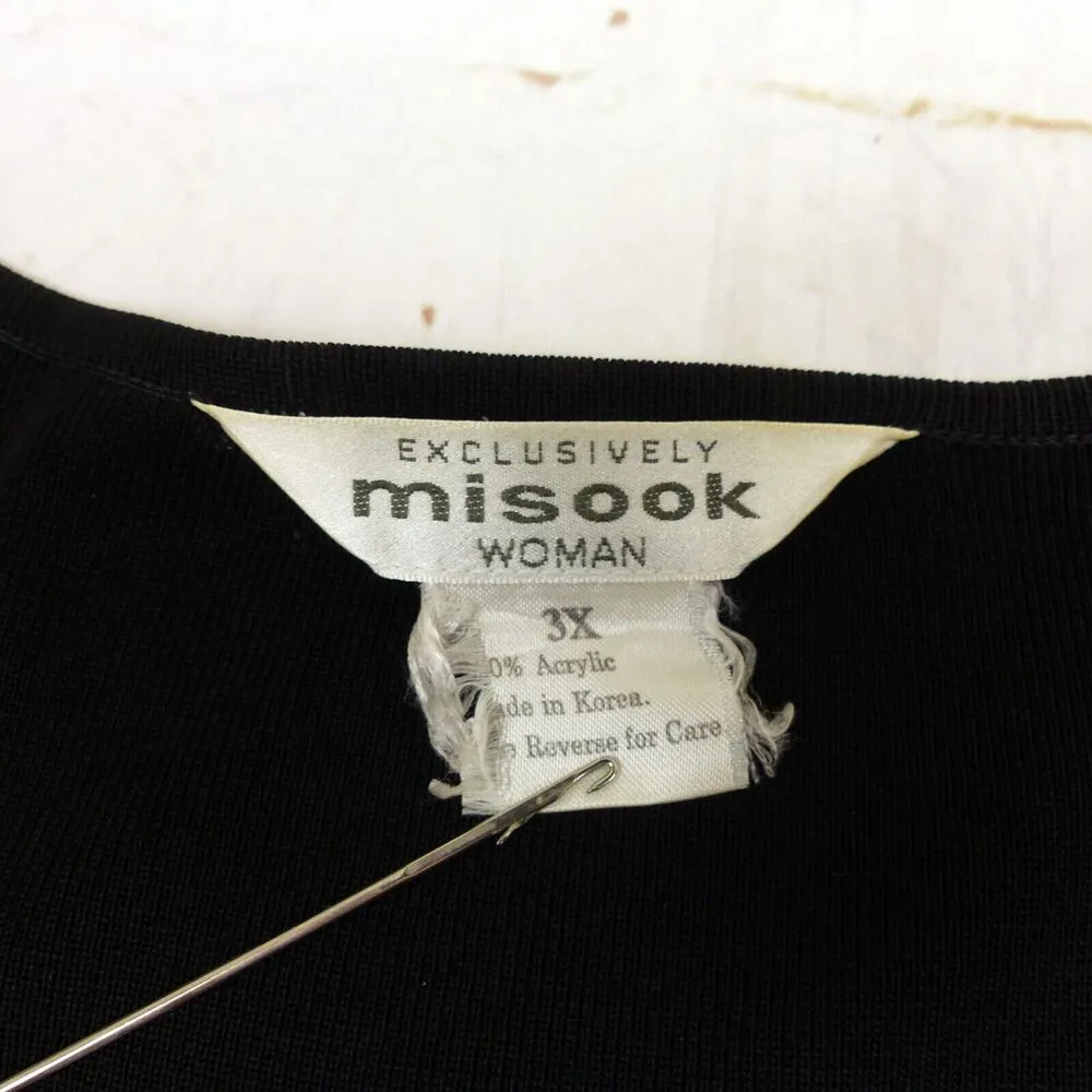 Exclusively Misook Cardigan Womens Plus 3X Black Green Yellow Trim V - Image 3