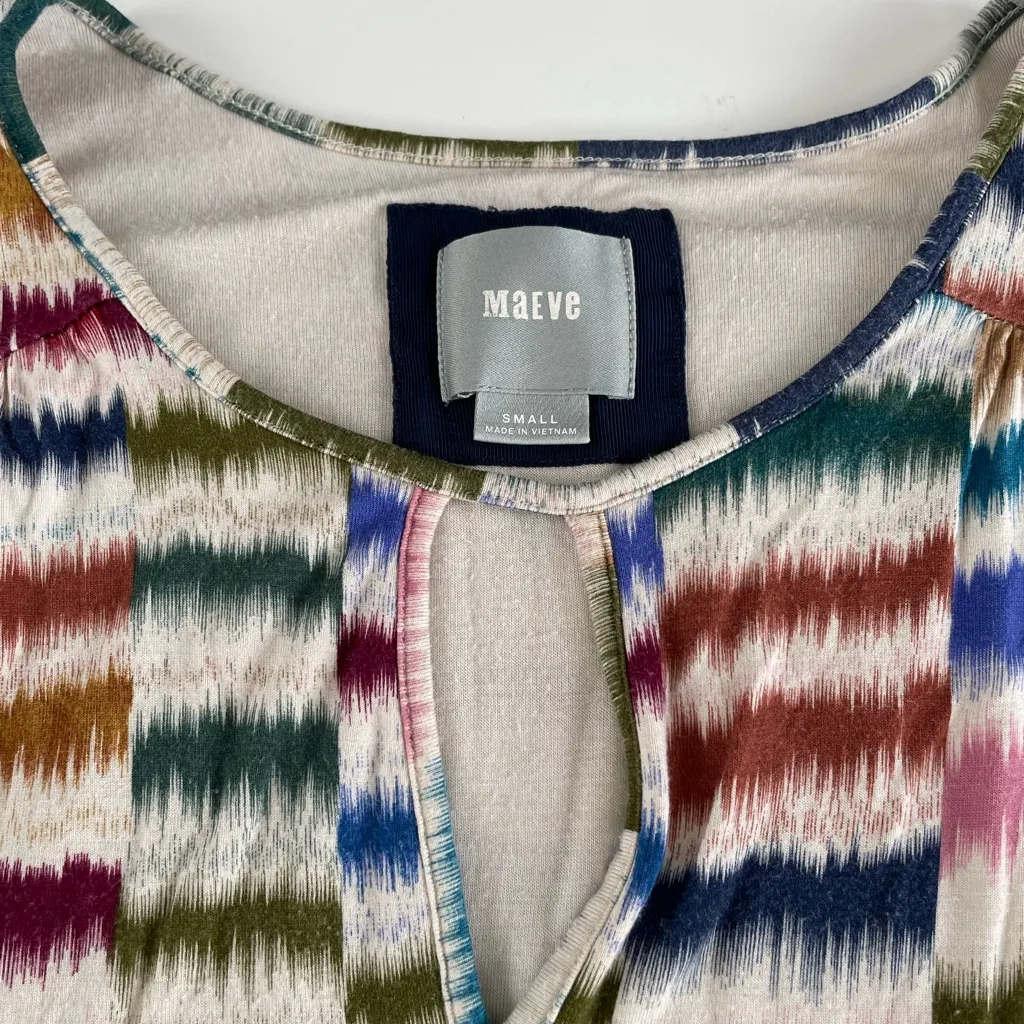 Anthropologie Maeve Rainbow Ikat Print Sleeveless A Line Dress Size Small - Image 5