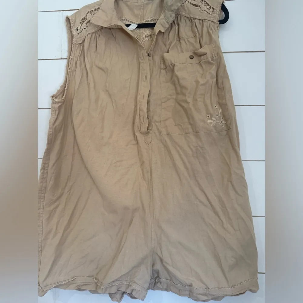 Intimately Free People Oversized Romper Embroidered The Jomo Festival Linen Sz S - Image 3