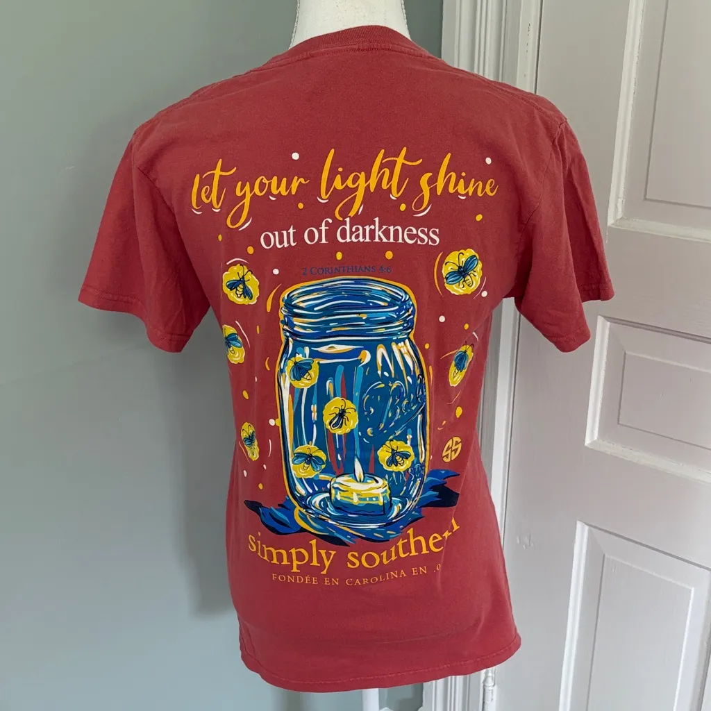 Simply Southern Red T-Shirt with Inspirational Graphic Size Small - Image 3