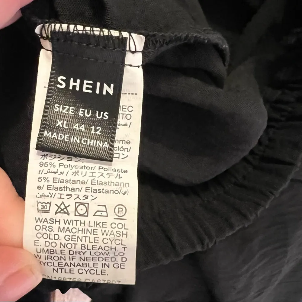 Shein Elastic Waist Casual Wide Leg Pant Black XL - Image 12