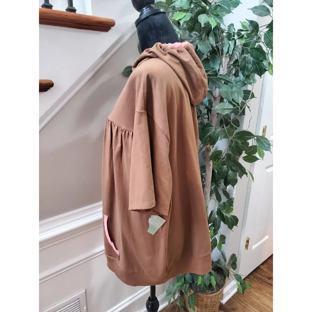 Mountain Lake Women Brown Cotton Short Sleeve c Full Zipper Hoodie Size 3X - Image 7