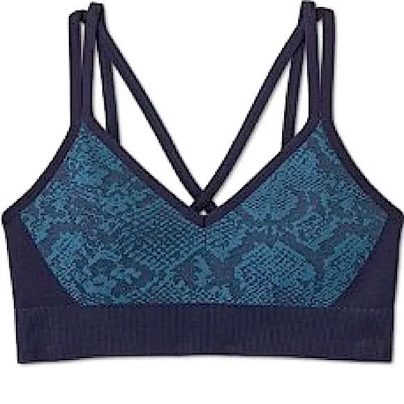 NWT JoyLab Navy Seamless Snakeskin Jacquard Strappy Bra Size Small - Image 1