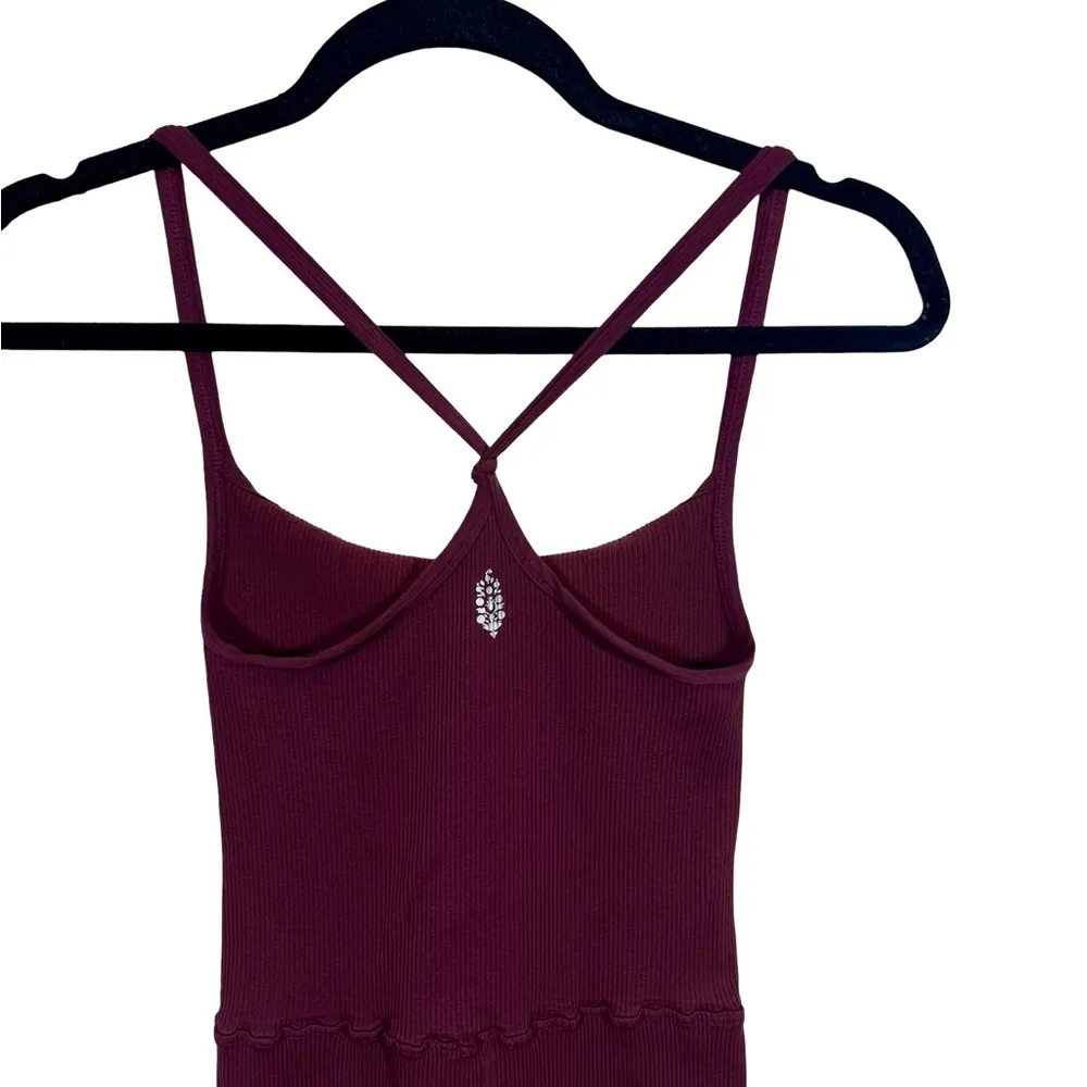 Free People Movement Happiness Runs Square Neck Onesie Jumpsuit in Oxblood M/L - Image 9