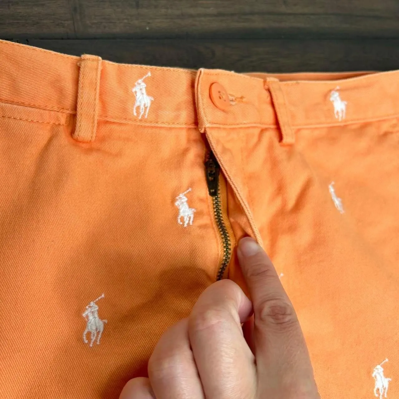 Orange Ralph Lauren sport mini  skirt with white embroidered pony print - Image 8