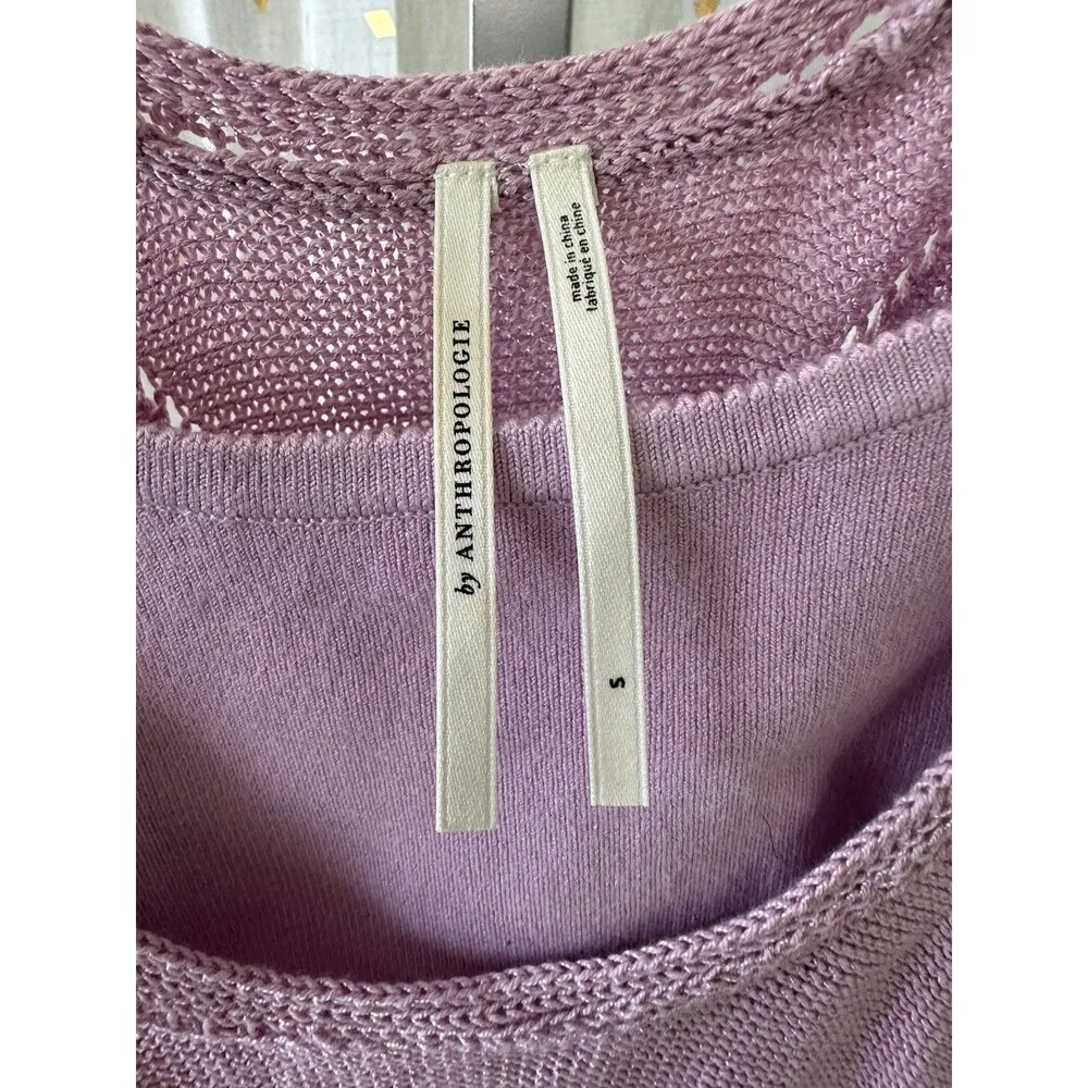 By Anthropologie Lavender Twinset Cropped Knit Bandeau Tank Crochet Racerback S - Image 4