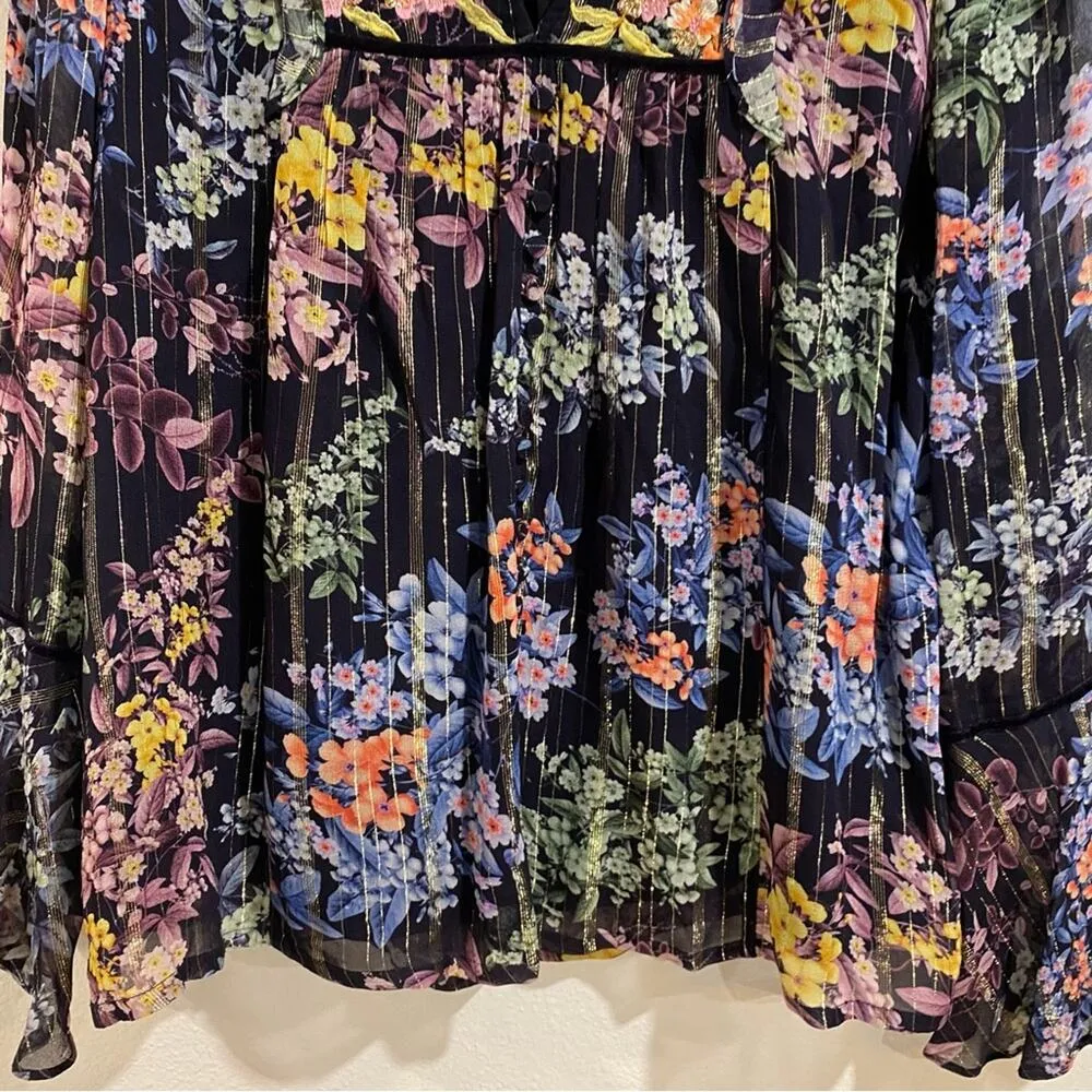 Anthropologie Vineet Bahl Vivienne Embroidered Metallic Blouse Sz S - Image 4