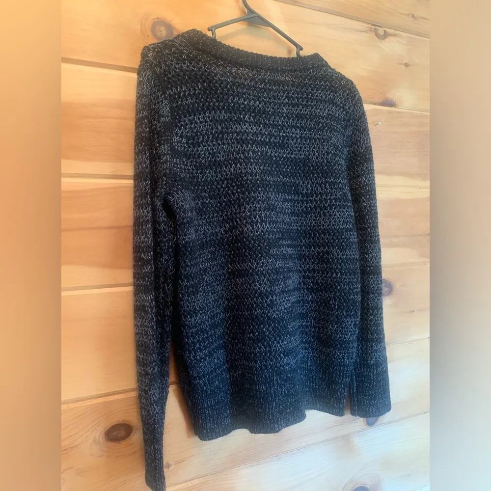 Banana Republic Sweater Small Womens Black Long Sleeve Fringe Knit Wool Pullover - Image 6