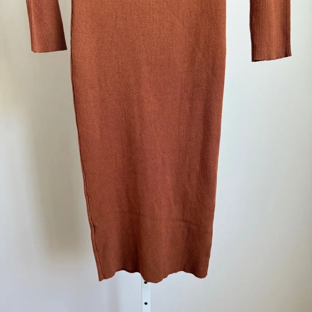 Hera Collection Dress 2XL Brown Off-shoulder ribbed‎ knit midi dress NWT - Image 9