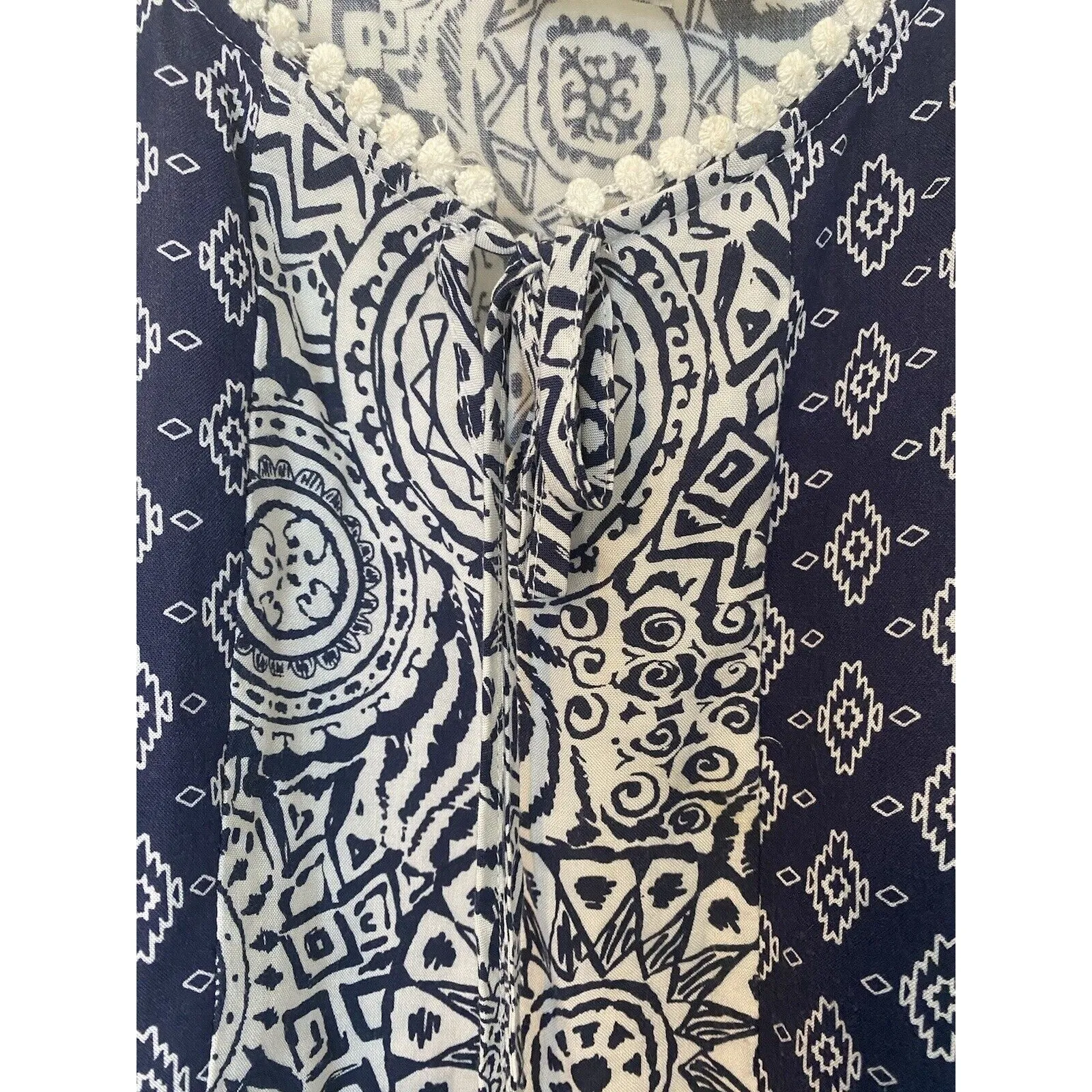 Sweet Wanderer Size Small Boho Blue‎ And Cream Halter Top - Image 4