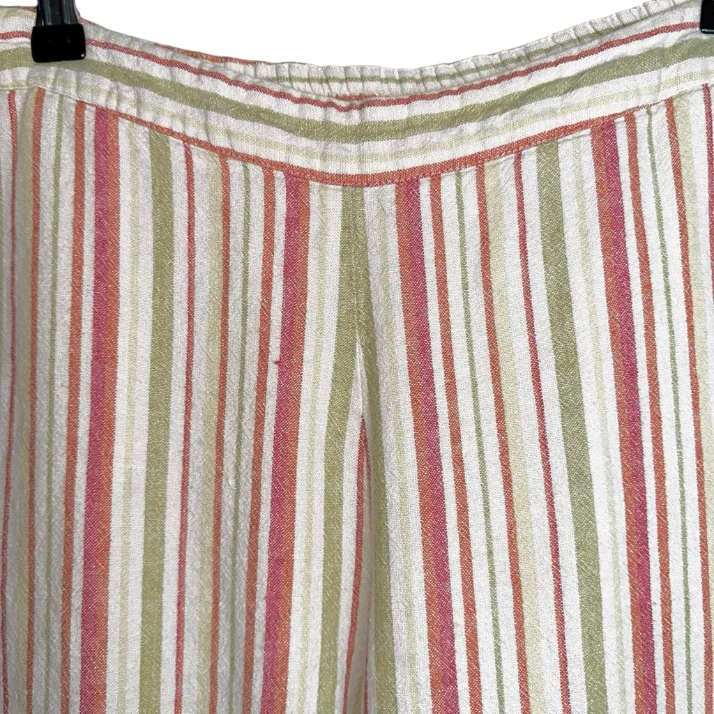 Coldwater Creek Striped Linen Blend Wide Leg Pants Size M | Pockets Retro Boho - Image 3