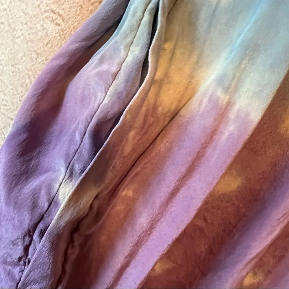 YAYA AFALO Silk Tie Dye Racerback Tank Dress Blue Size undefined - Image 5