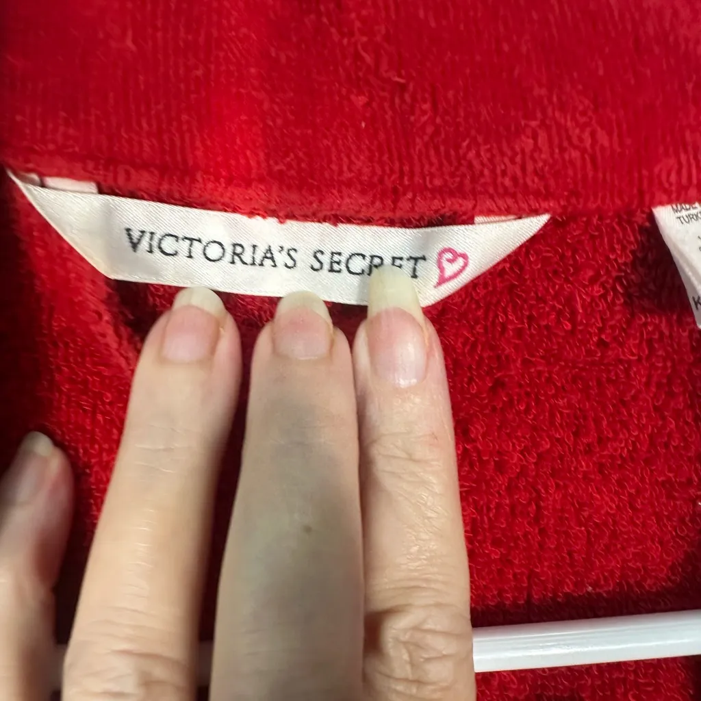 Victorias Secret Red Terry Cloth Robe Size M/L EUC - Image 4