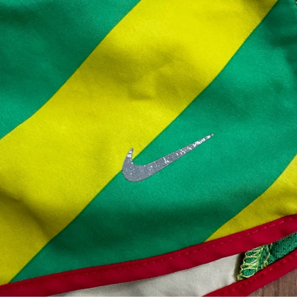 Nike Dri-Fit Athletic Shorts Women's size Small in Green Yellow stripes running - Image 3