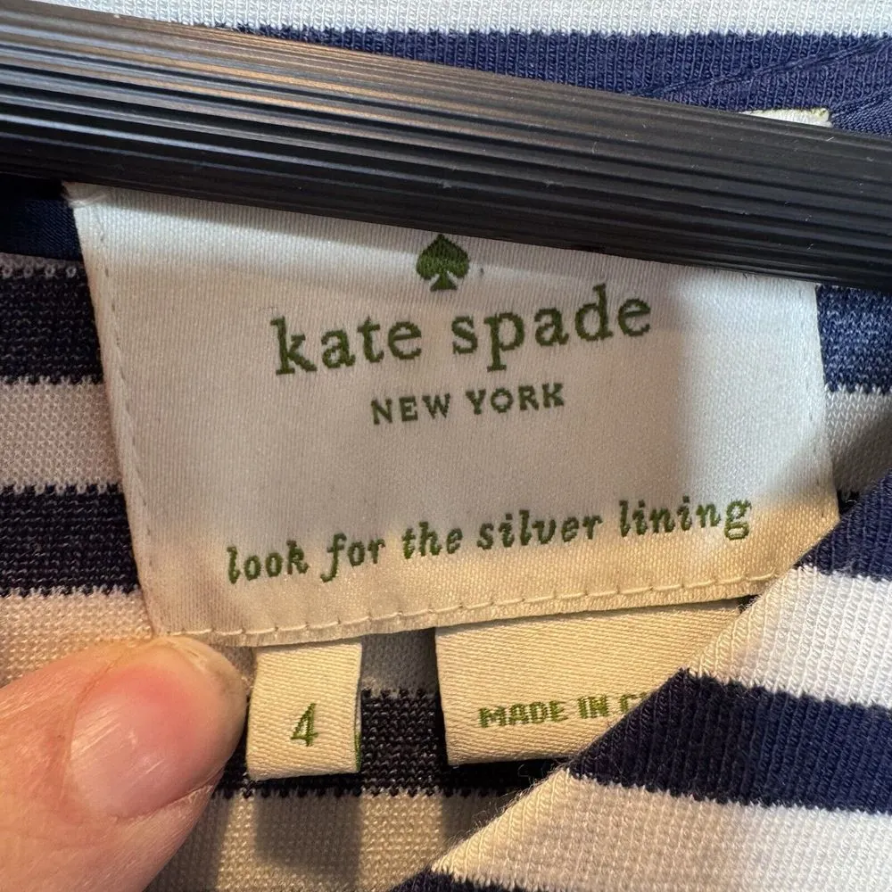 Kate Spade T-Shirt Dress Blue & White Stripes Nautical with Pockets Size‎ 4 - Image 4