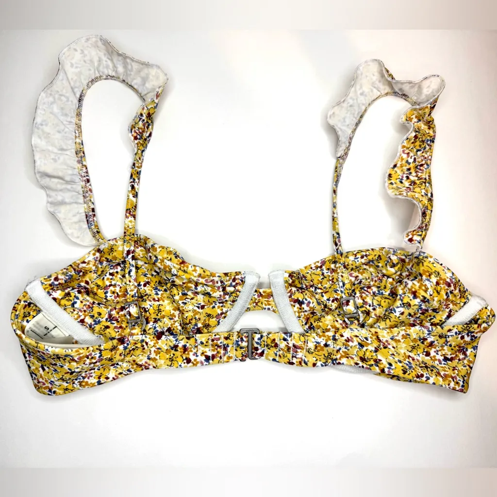 Abercrombie & Fitch Ruffle Floral Yellow Bikini Swim Top Size‎ S - Image 3