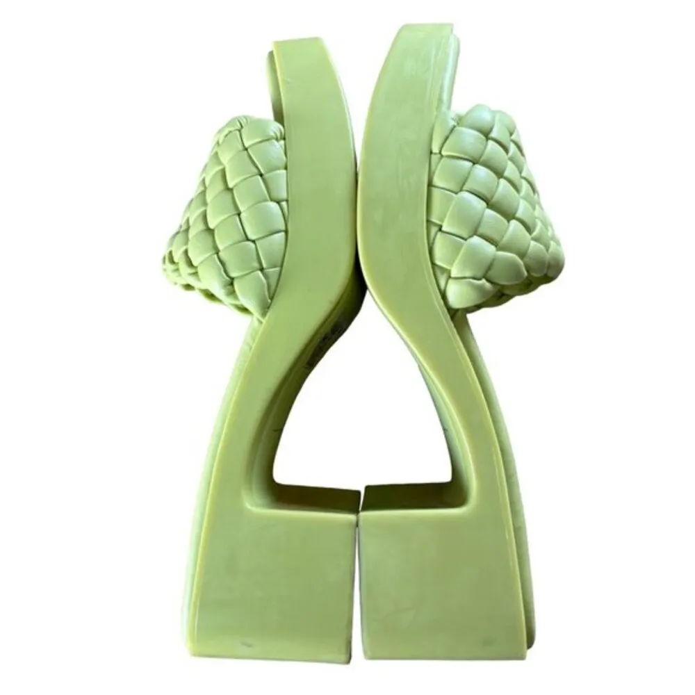 Dolce Vita Goldy Slides Shoes Platform Shoes Slides Lime Green Braided‎ Size 8 - Image 6