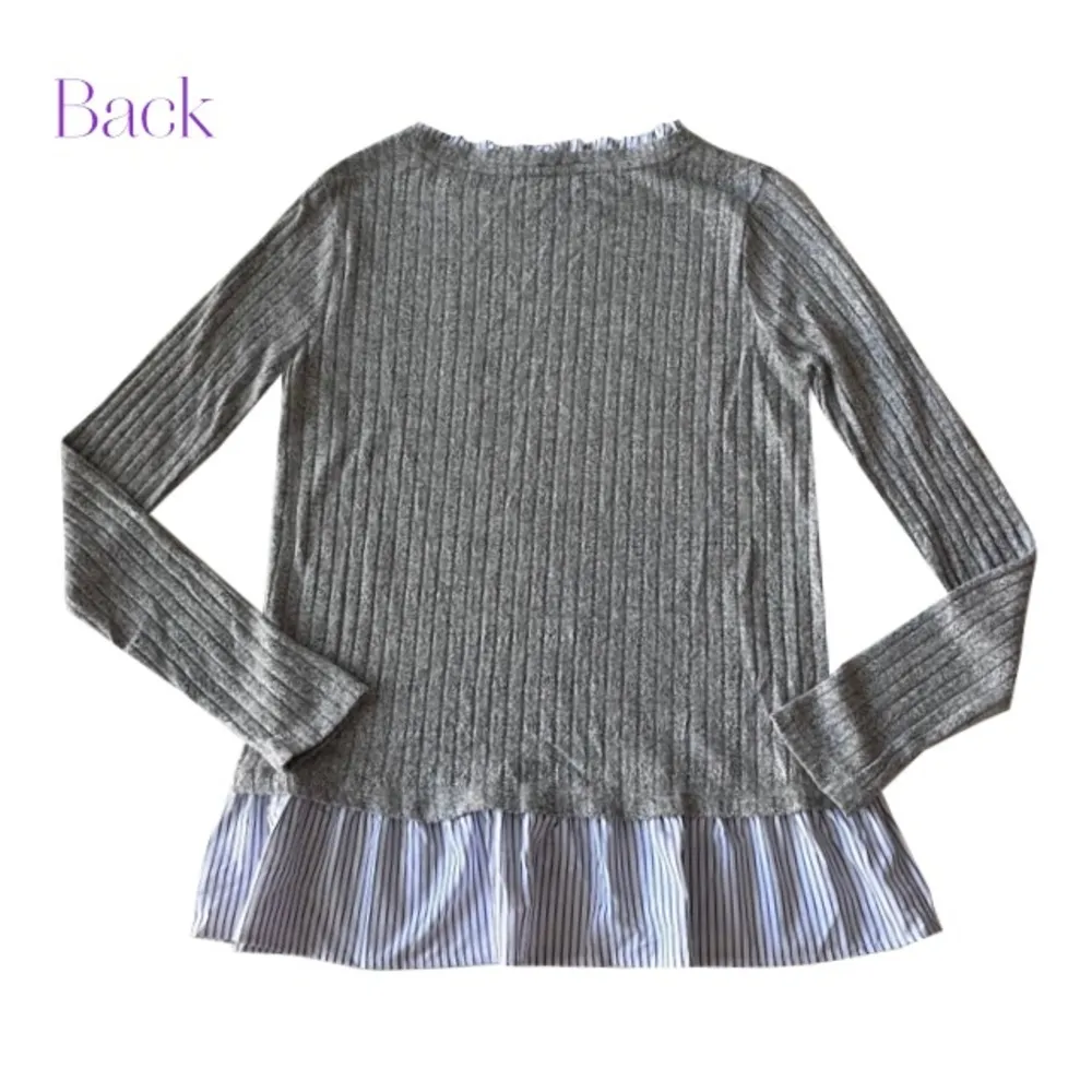 Olivia Sky Olivia‎ Sky Twofer Gray Ribbed Sweater - Image 4