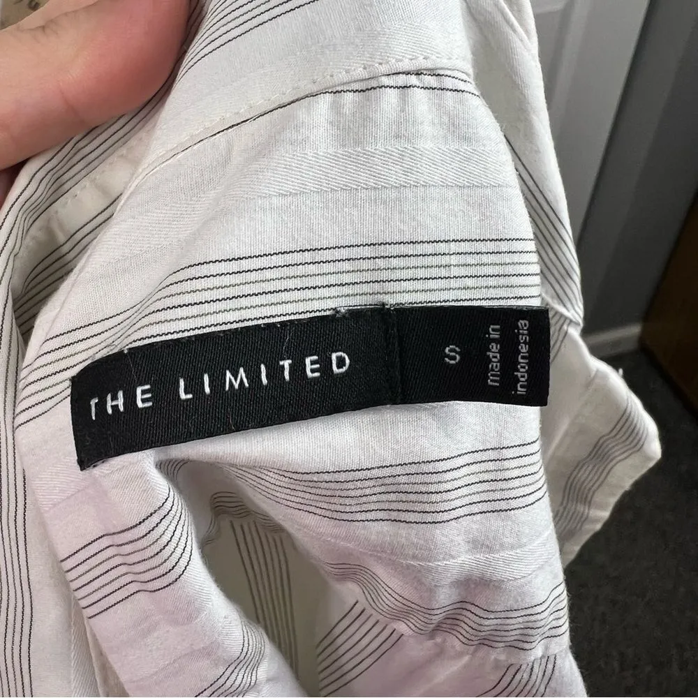 Sz S The Limited White & Black Striped Button Up Dress Shirt $70 MSRP - Image 8