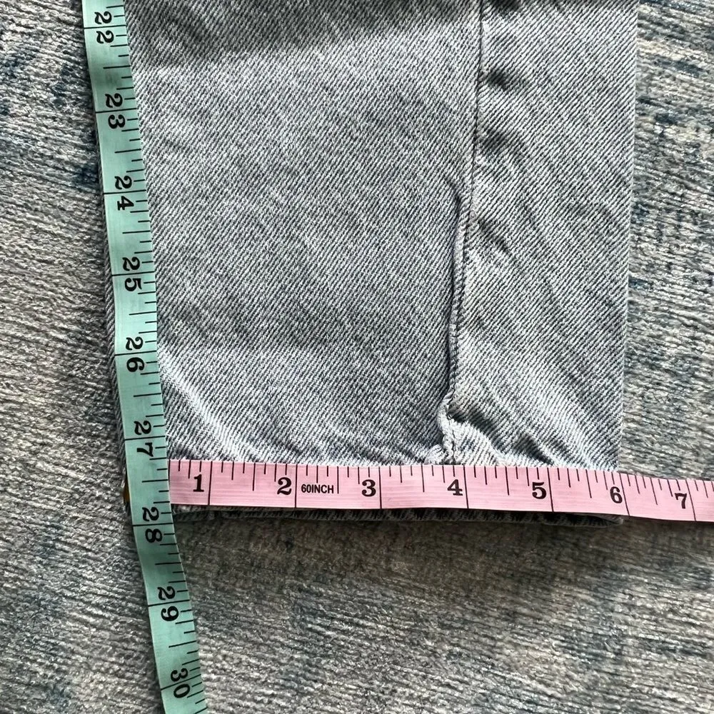 Pacsun Distressed Pale Wash Straight Leg High Rise Mom Jeans Size 25 - Image 7