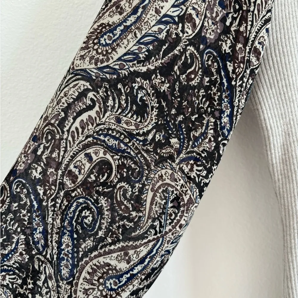 Siani Milano Sweater Womens Small Cream Ribbed Paisley‎ Sheer Romantic Preppy Black - Image 3