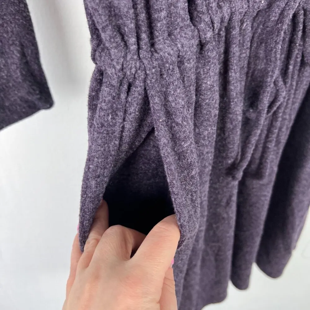 NWT Chaser Plush Long Sleeve Criss-Cross Back Tie Waist Dress Purple Size Small - Image 4