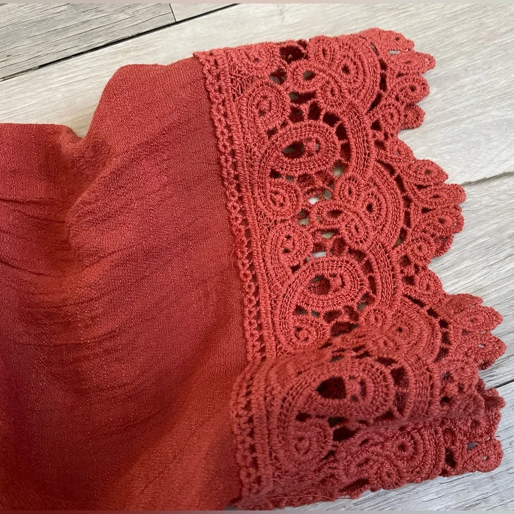 Burnt Orange Loose Lace Top - Image 4
