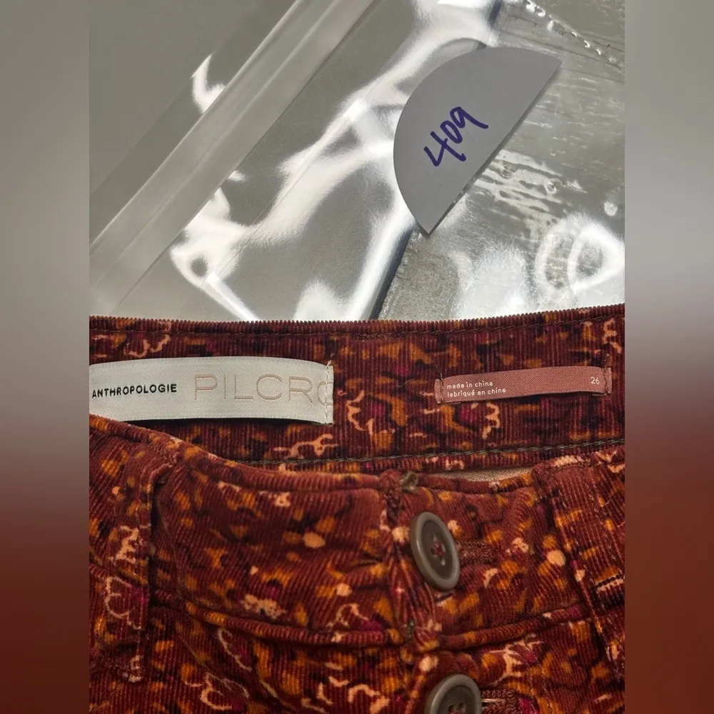 Anthropologie Pilcro High-Rise Button-Fly Skinny Corduroy Pants Size 26 Retro - Image 3