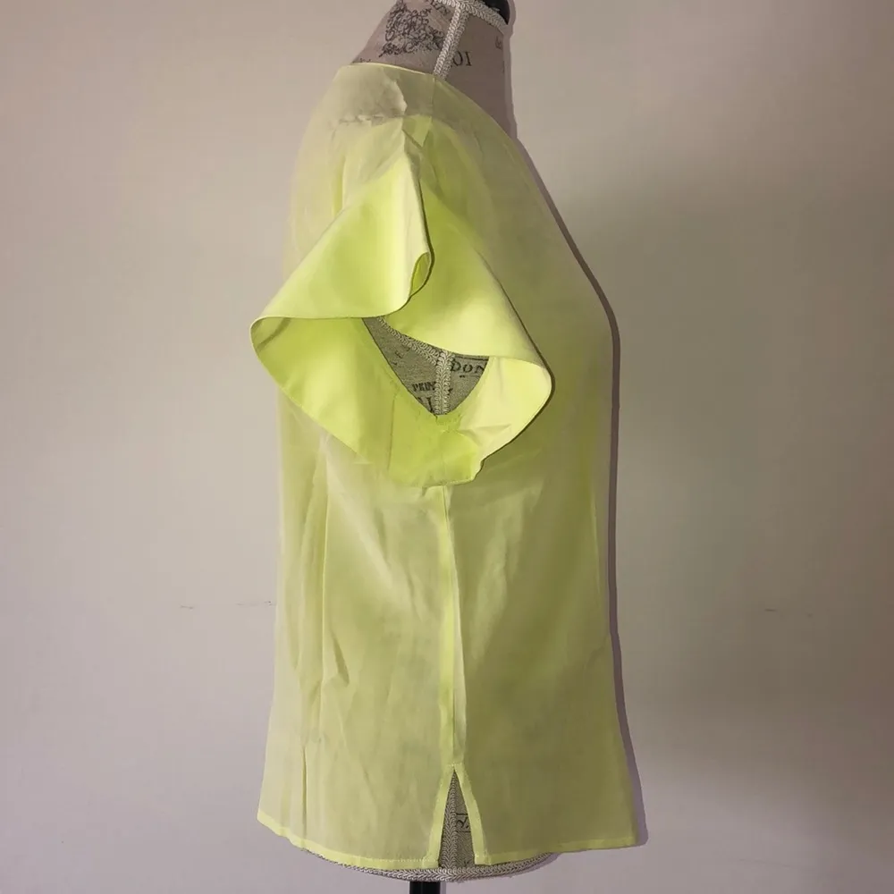 Green silk ruffled sleeves blouse Erika Cavallini Yellow Size 6 - Image 6