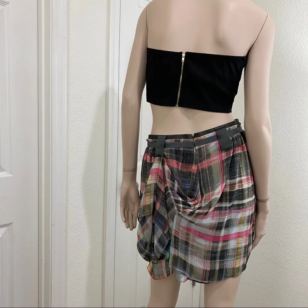 TED BAKER London Plaid Chiffon Skirt Size 2 - Image 4