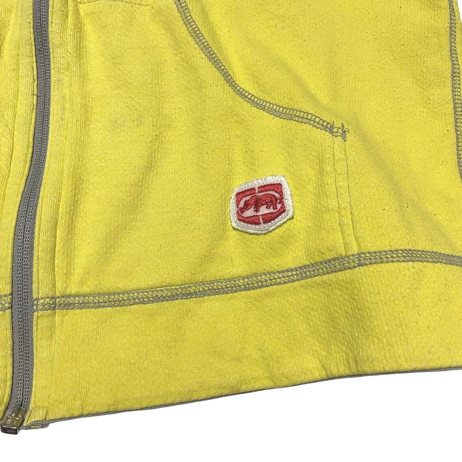 Ecko Unlimited Y2K Reversible‎ Full Zip Hoodie Yellow/Gray Womens Size Small Yellow - Image 7