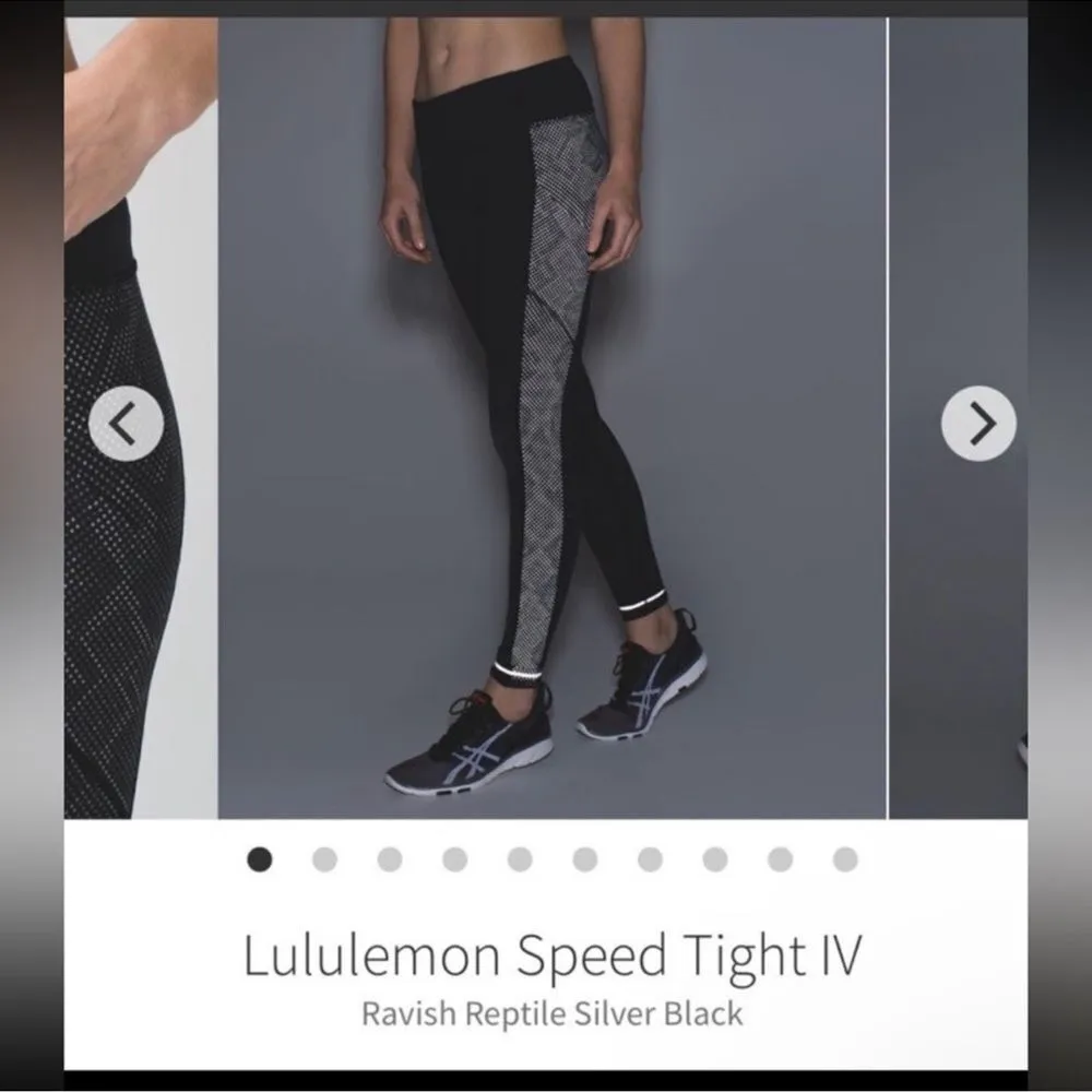Lululemon Special Edition Speed Tight Reflective‎ Ravish Reptile Size 6 Black - Image 5