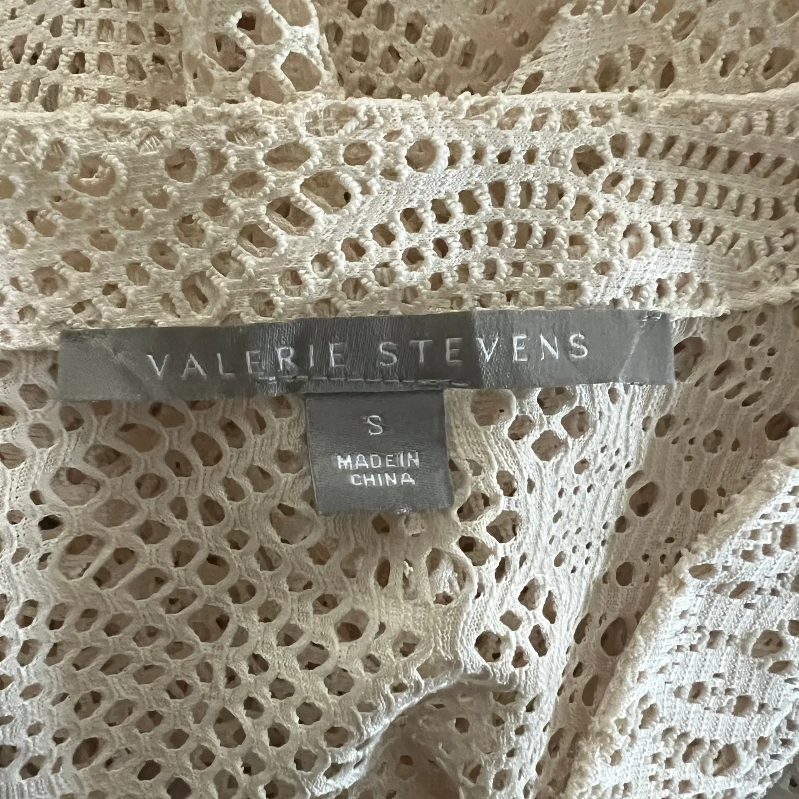 VALERIE STEVENS Mesh Cardigan w/Fringe Sz S Ivory Cream Lace Western Boho NWT - Image 6