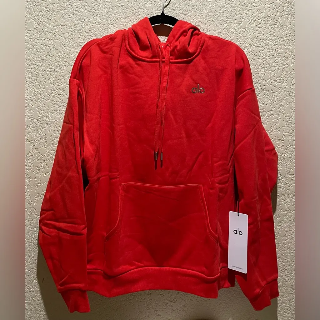 ALO Yoga NWT Accolade Hoodie Bright Red Color Unisex Oversized Size L - Image 4