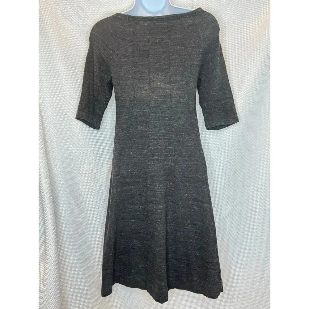 Ganni Womens Fit and Flare Midi Jersey Dress Scooped Neck Minimalist SIZE XS/S - Image 2