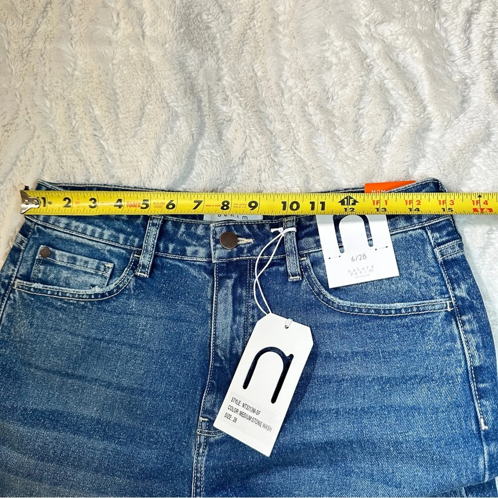 Nature Denim Size 6/ 28 Medium Stone Wash Denim High Rise Mom Jeans Casual - Image 9