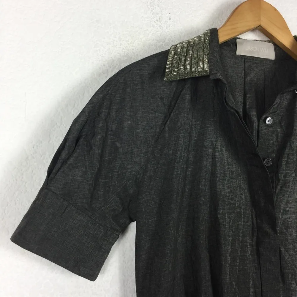 Jason Wu Designer Nylon Stretch Beaded Collar Fit & Flare Mini Dress Size 6 - Image 7