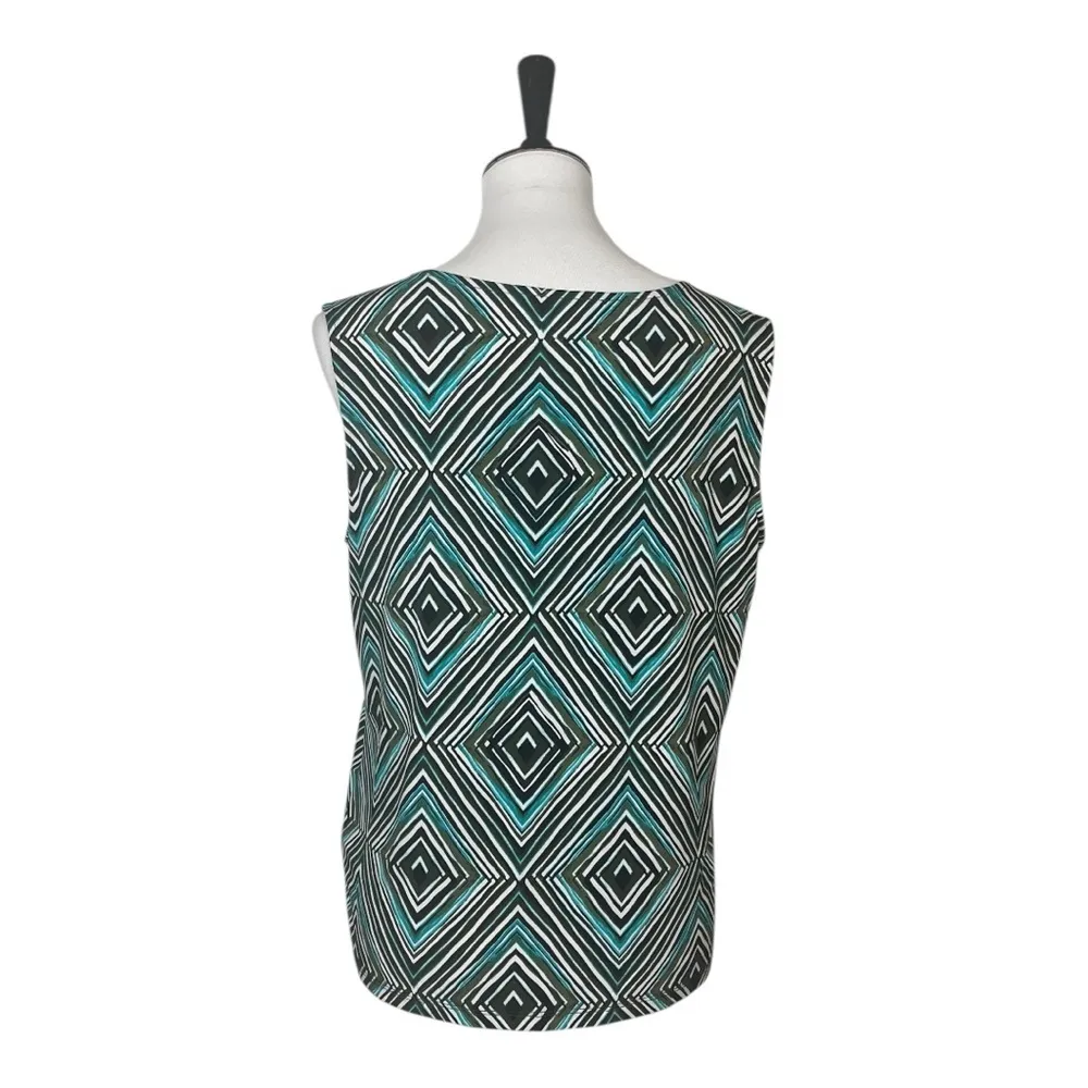 Jones Studio Top Scoop Neck Sleeveless Black Teal Multi Women’s Size Medium - Image 4