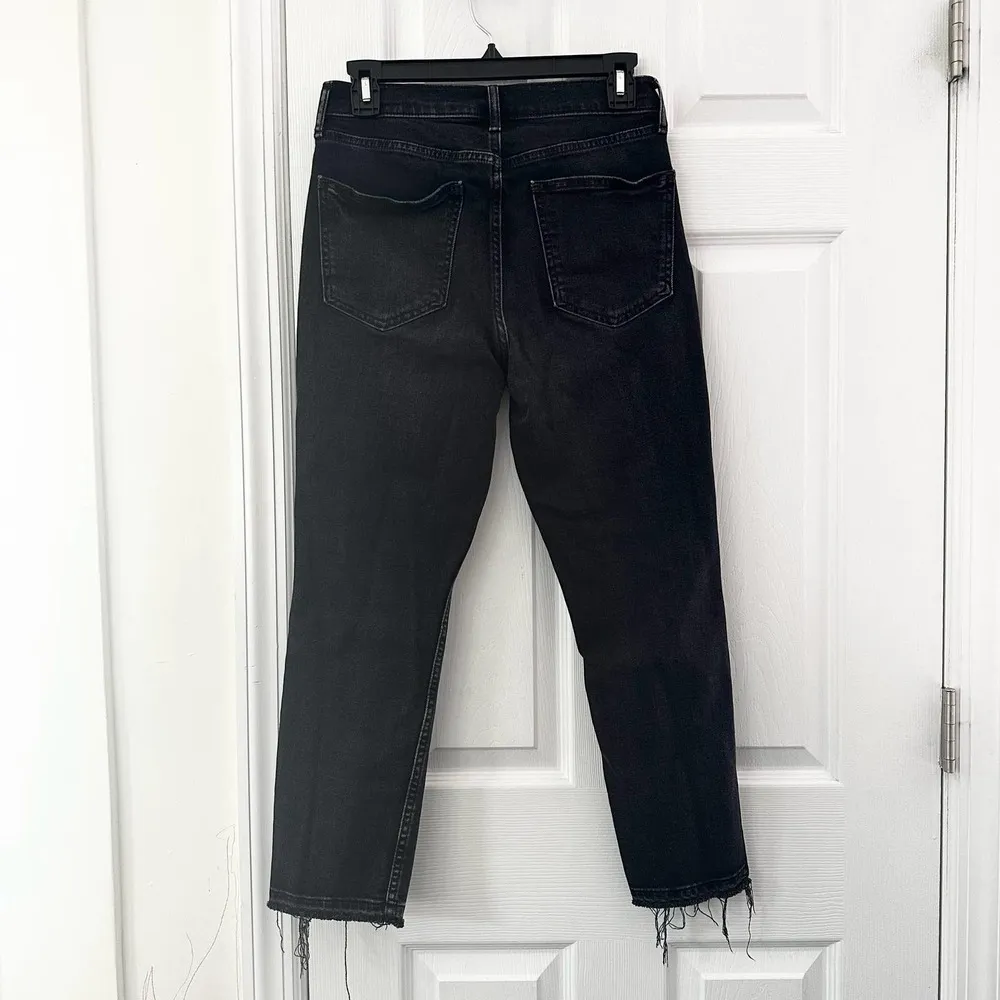 Gap  Denim Washed Black Vintage High Rise Slim Jeans Open Raw Ankle Hem 28 Short - Image 10