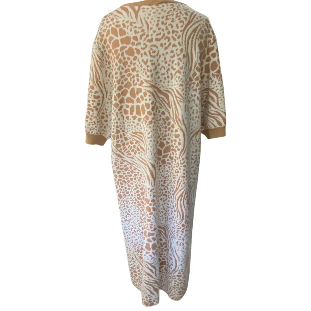 Ann Taylor animal print sweater dress off-white and tan/camel color Size XL - Image 4